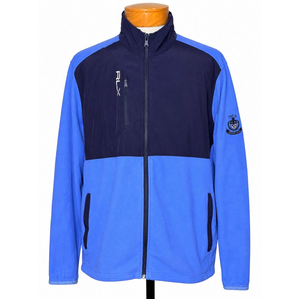 RLX Ralph Lauren Golf Fleece Full Zip Jacket Men's XL Country Club Blue Navy